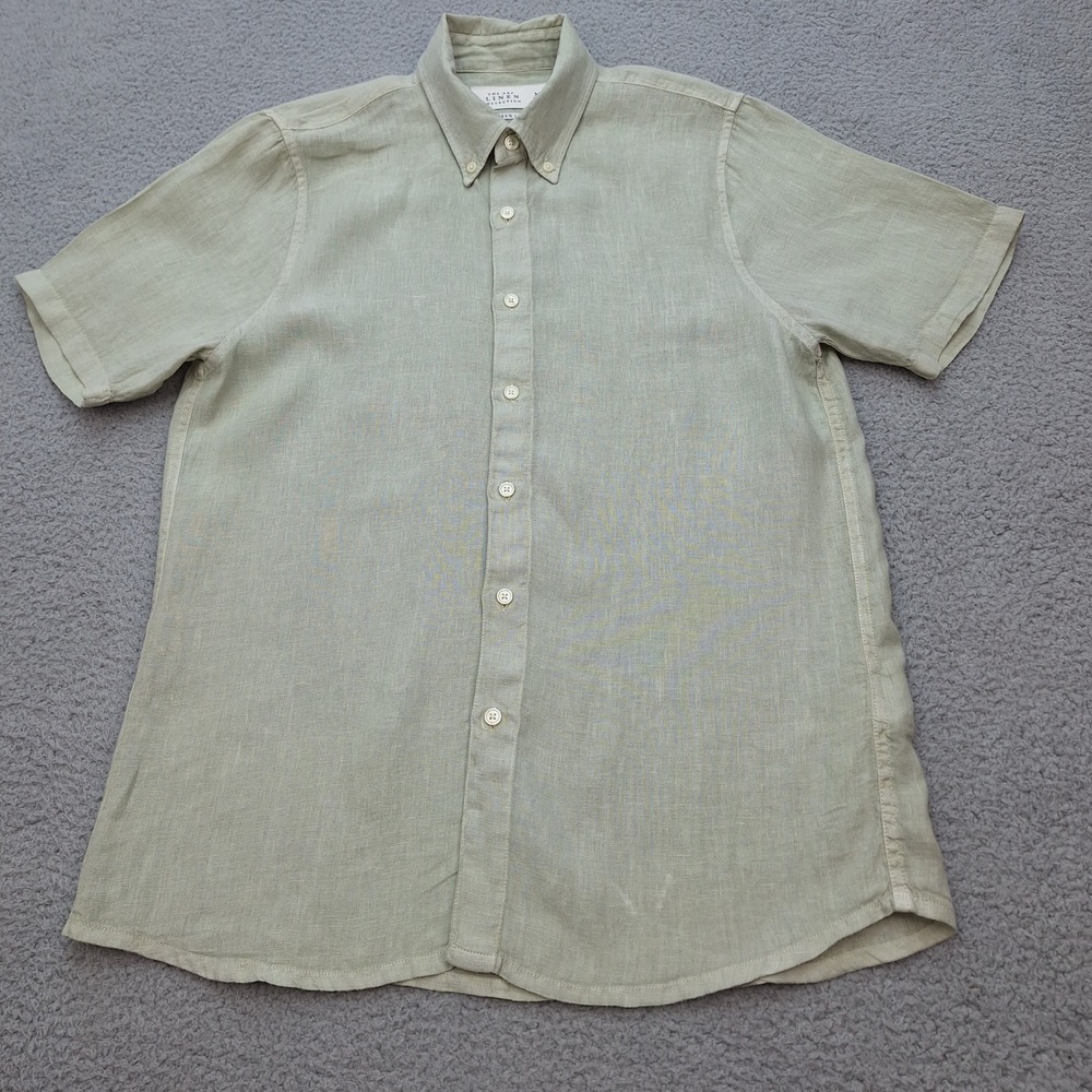 A&F Linen‎ Collection Shirt Mens Medium Green Short Sleeve Button Down
